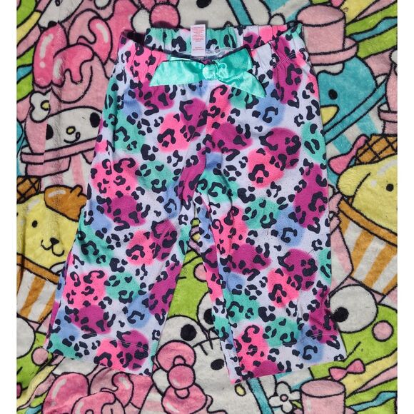 Kids Size 10 Large Pajama Scenecore Leopard Print Rainbow Pants - Picture 1 of 3